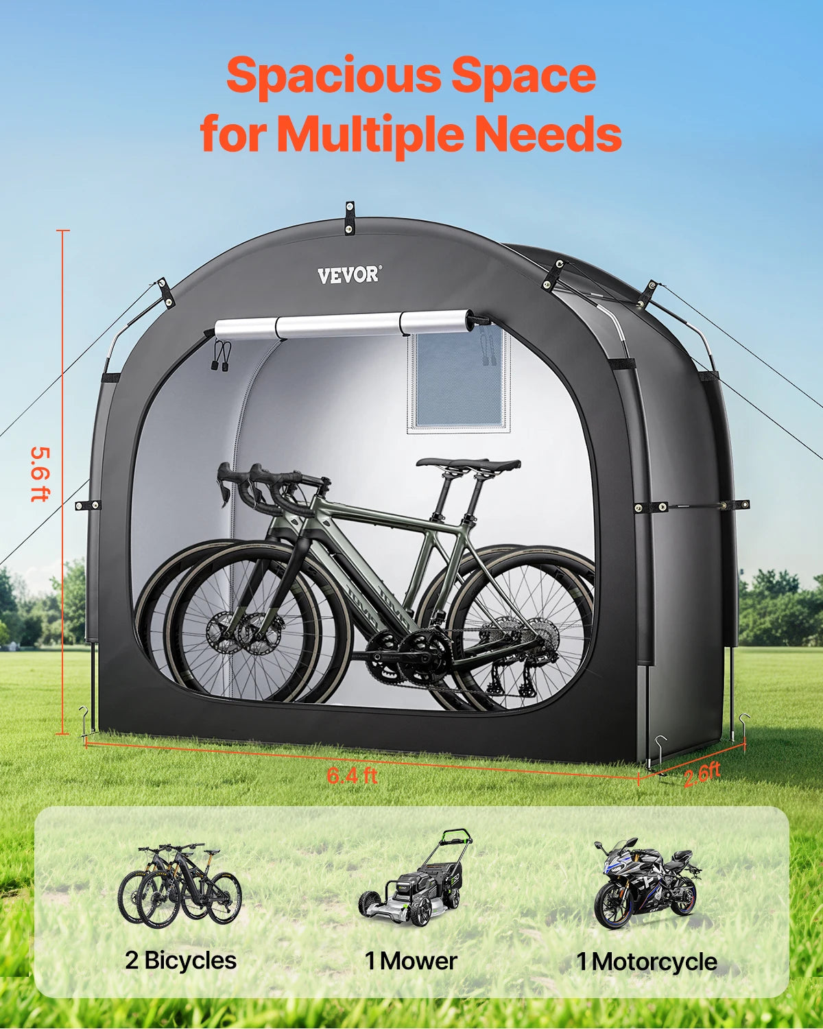 SucceBuy Bike Storage Tent Outdoor Waterproof Spacious Bike Storage Tent with Ventilated Window High Strength Fiberglass