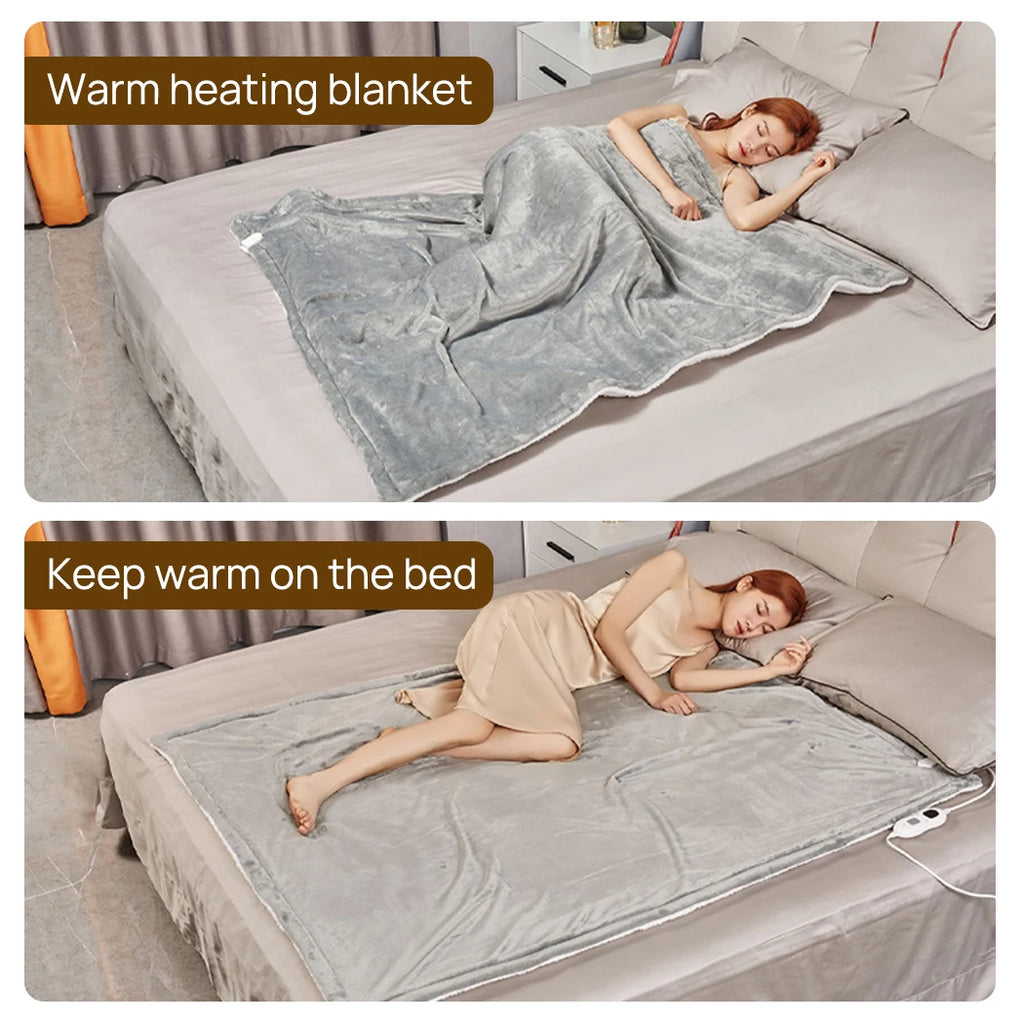 PORIYA Electric Heated Throw Heated Blanket Warm Washable Flannel Heating Blanket