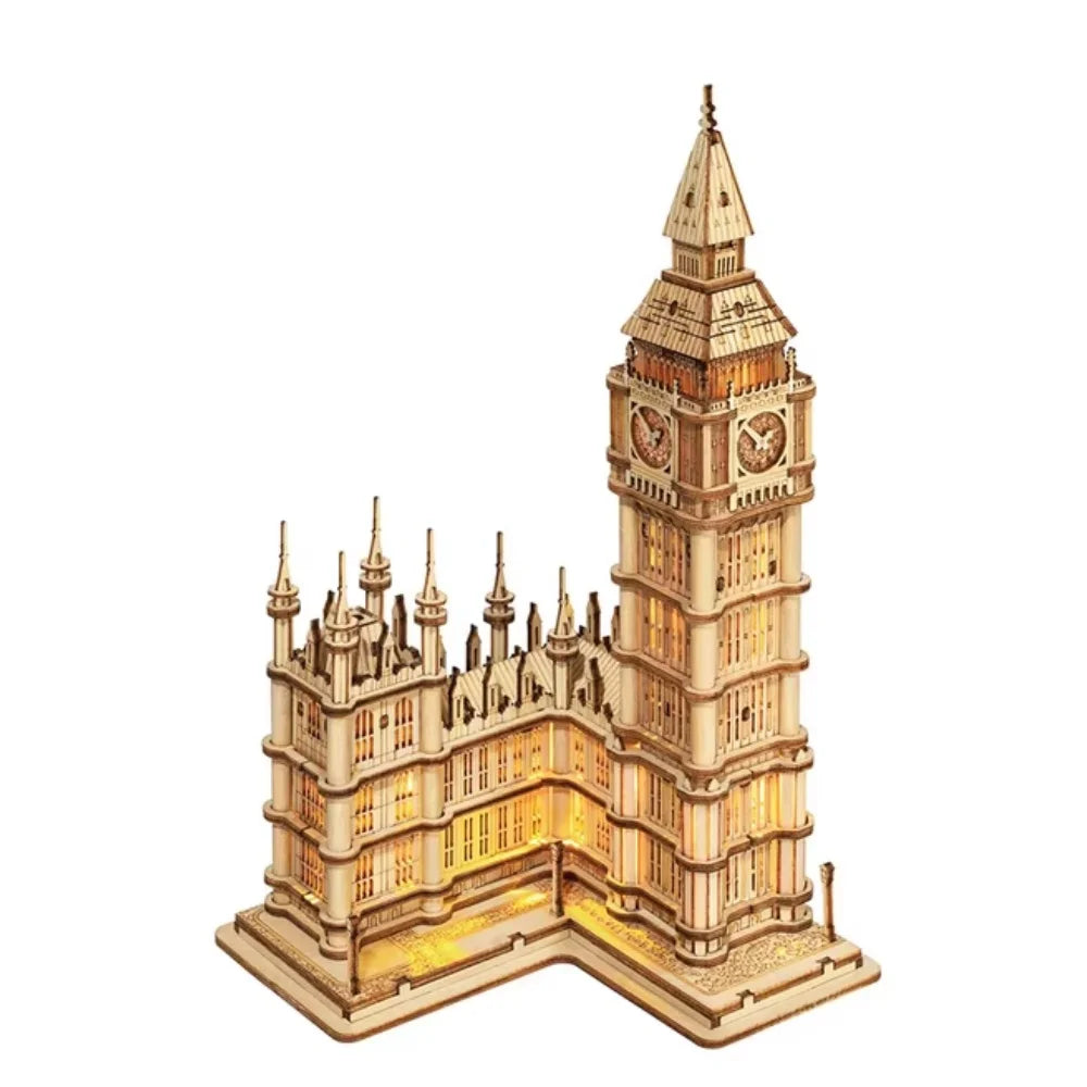 Robotime Wooden Puzzle Game DIY 3D Tower Bridge,Big Ben,Famous Building Assembly Toy Gift for Children Teen Adult