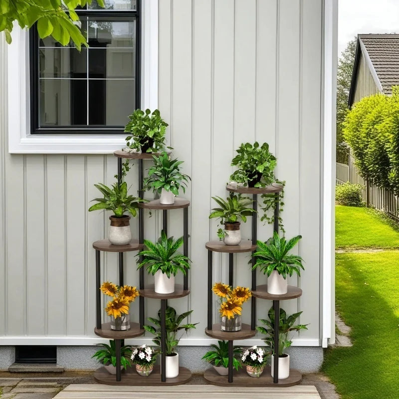 Plant Stand With Tiered Shelves - Indoor/Outdoor Display Rack For Garden, Patio & Home - Brushed Texture Multi-Functional Shelf