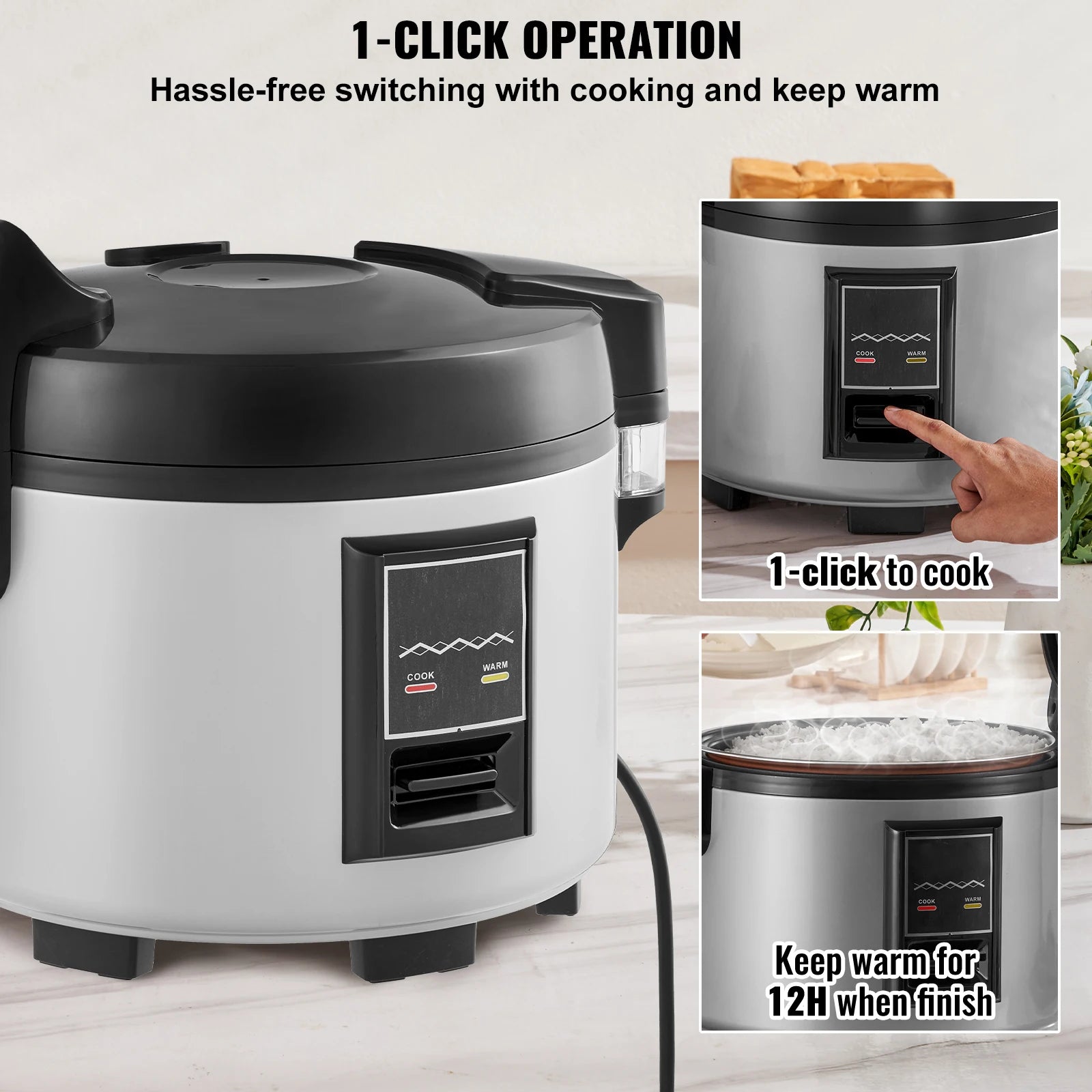SucceBuy Commercial Rice Cooker Rice Cooker 9.51 Qt / 9 Liter Large Rice Cooker and Warmer with Nonstick Inner Pot Fast Cooking