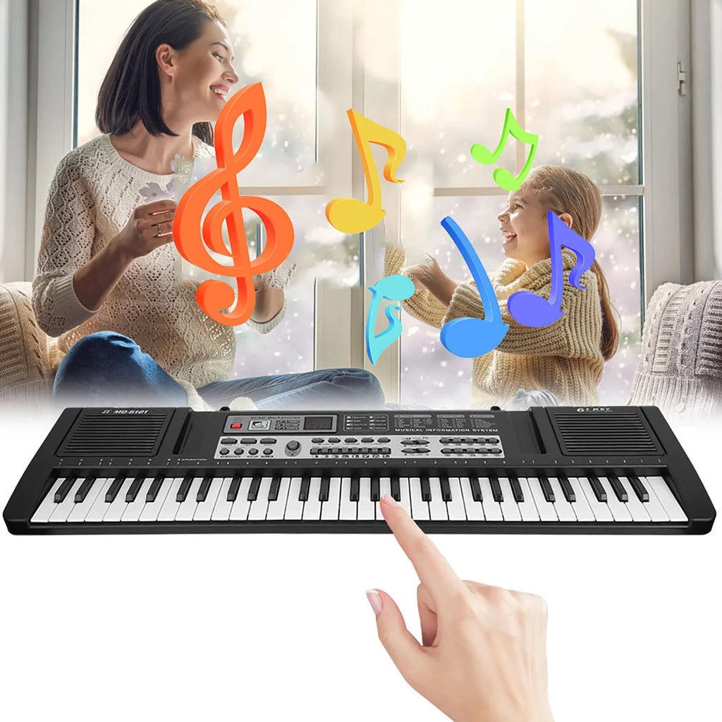 61 Keys Electronic Organ Portable Children Digital Keyboard with Microphone Single Speaker Design Easy Using Brand New Music Toy