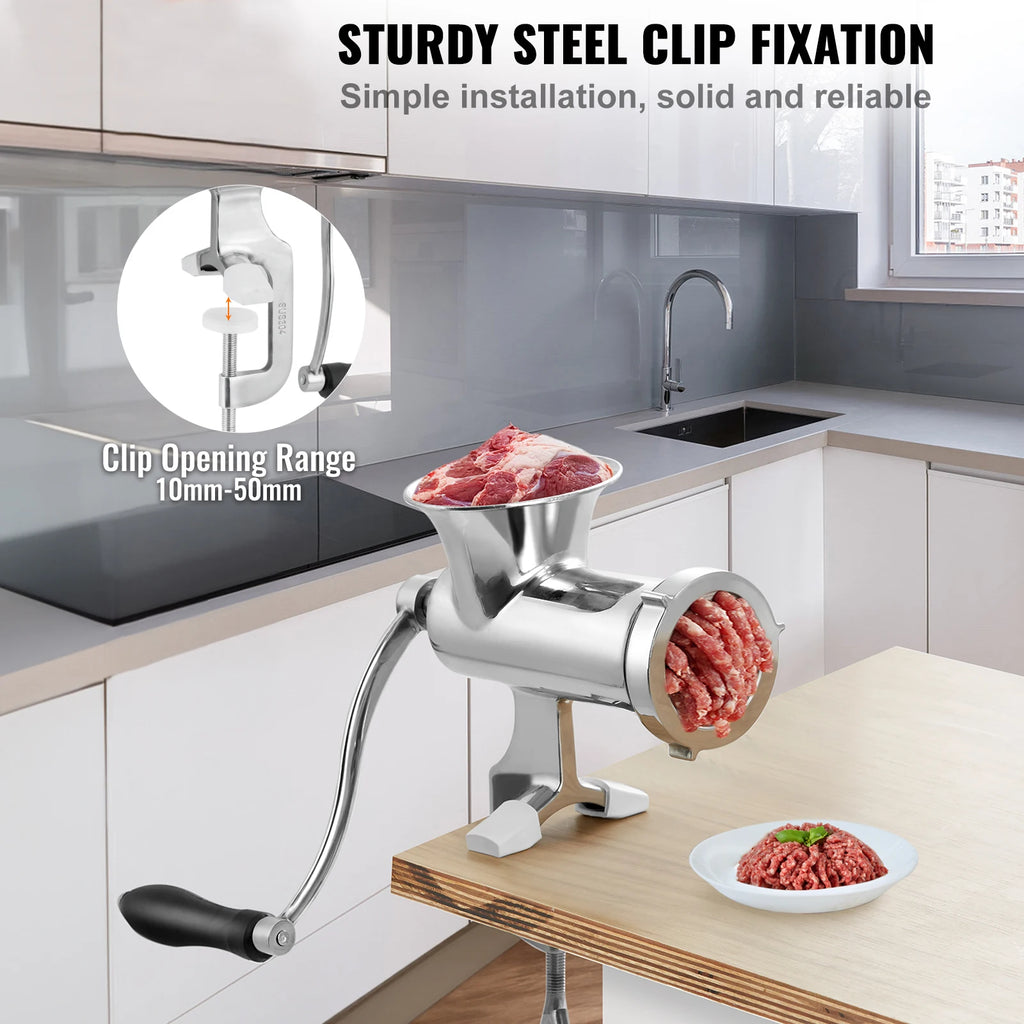 SucceBuy Manual Meat Grinder304Stainless Steel Hand Meat Grinder with Steel Table Clamp Meat Mincer Sausage Maker