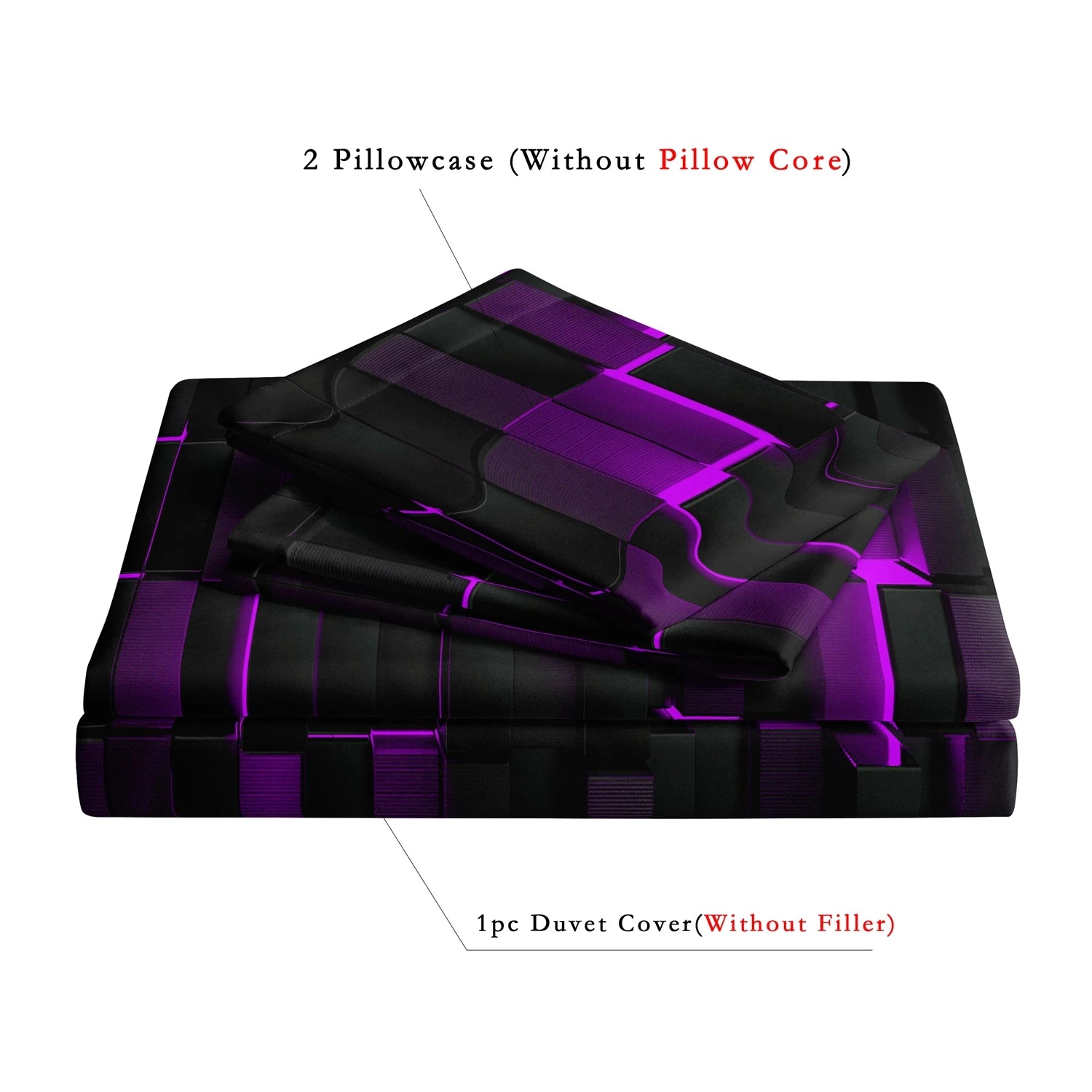 3pcs Purple Soft Geometric Grid Plaid Checked Quilt Duvet Cover Bedding Set,Included 1*Duvet Cover & 2*Pillowcase-[Local Stock]