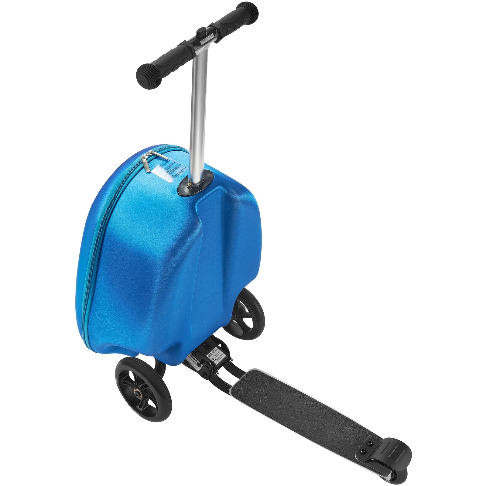 SucceBuy Ride-on Luggage 20 L Capacity 20 In Kids Scooter Suitcase with Flash PU Wheels Adjustable Handle for Kids Aged 5+ Blue