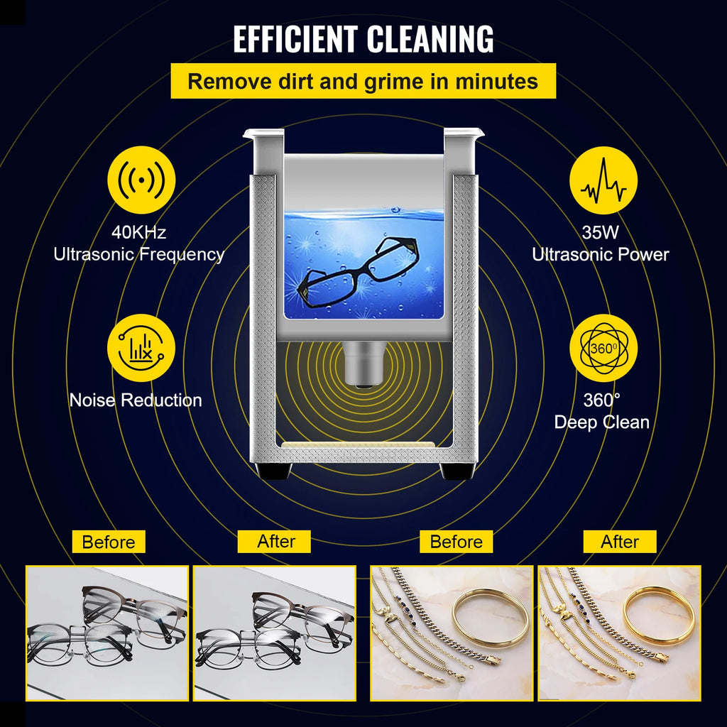 SucceBuy 800ml Ultrasonic Cleaner Portable Cleaning Washing Machine 35W Mini Lave-Dishes Ultrasound Bath Sonic Home  Appliance