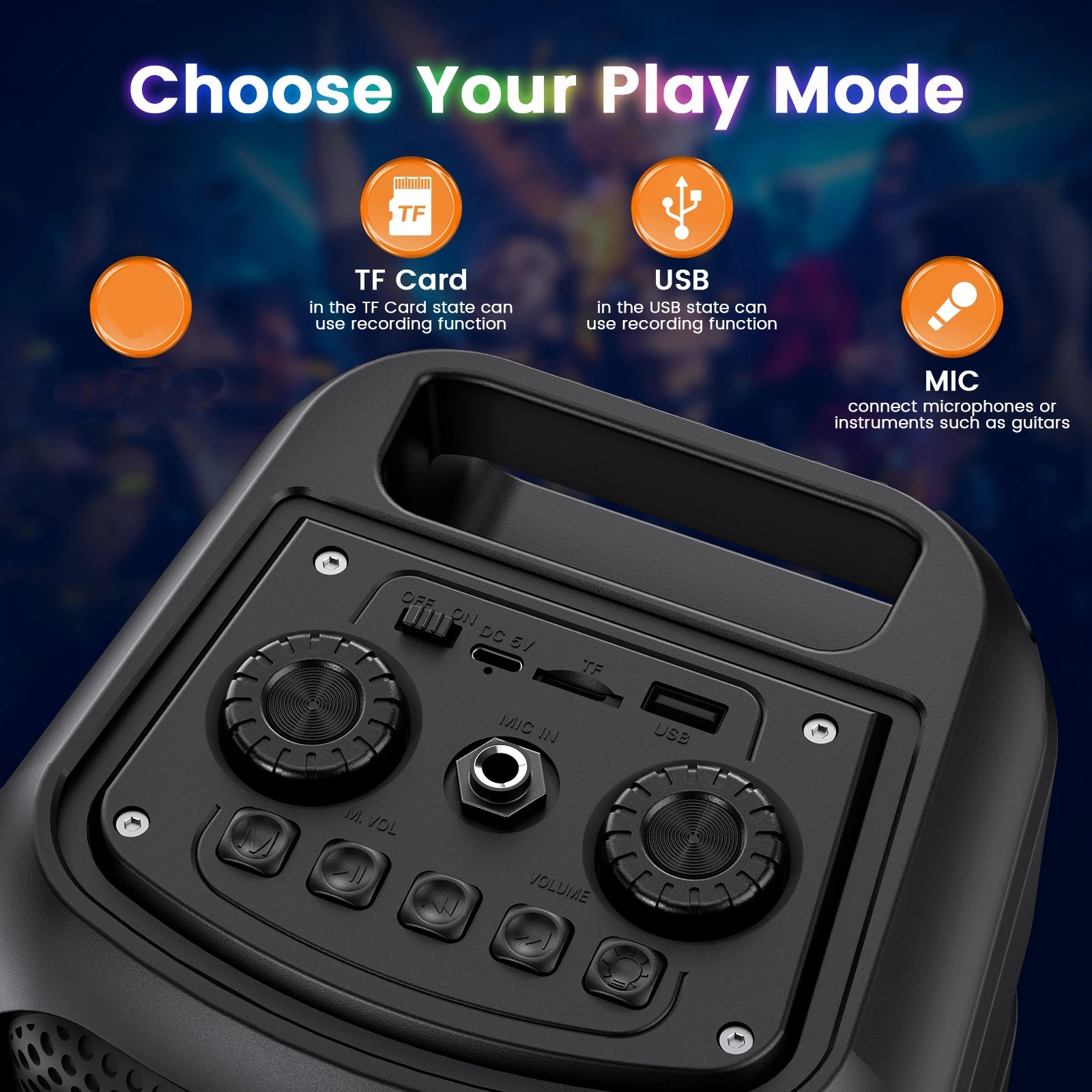 FanFun Wireless Bluetooth Speaker, Karaoke Machine with 2 Microphones, Home Karaoke Party Speaker with Led Light