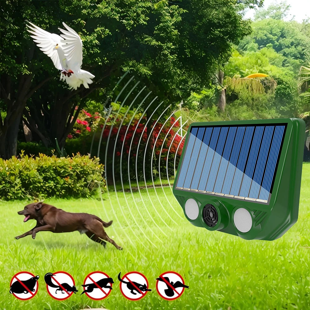 1-5PCS Solar Animal Repellent Scarer Ultrasonic Animal Sonar Deterrent Repellent Outdoor Pest Sensor Device Dog/Cat/Bird Repell