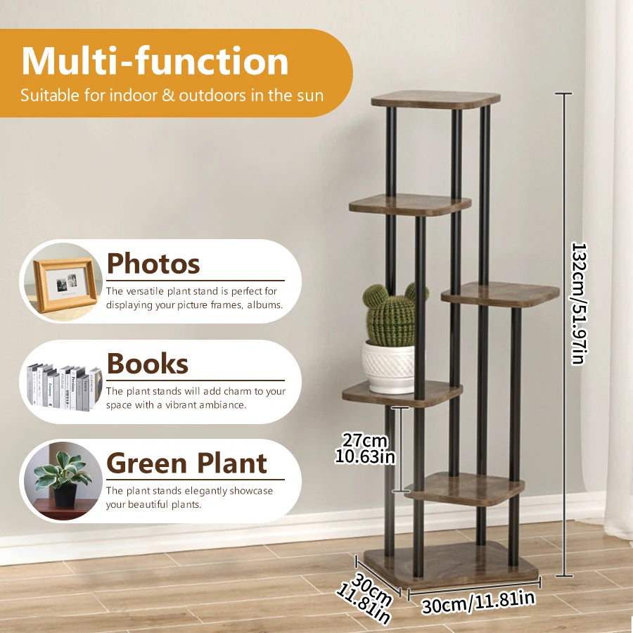 Plant Stand - All-Season Outdoor Flower Shelf With Multi-Tier Space-Saving Design For Balcony, Garden & Patio Living Room