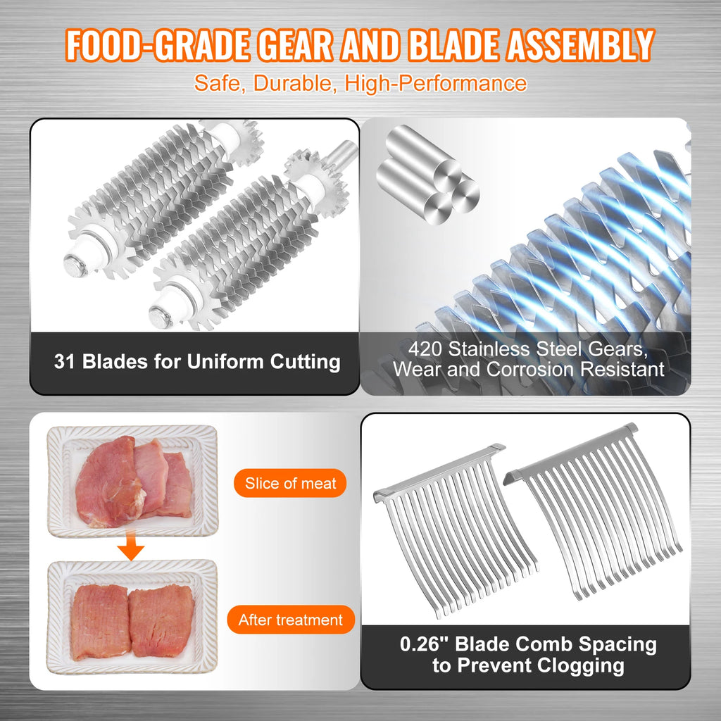 SucceBuy Commercial Meat Tenderizer Heavy Duty Stainless Steel Meat Tenderizer Machine Quick and Easy Manual Operation Kitchen