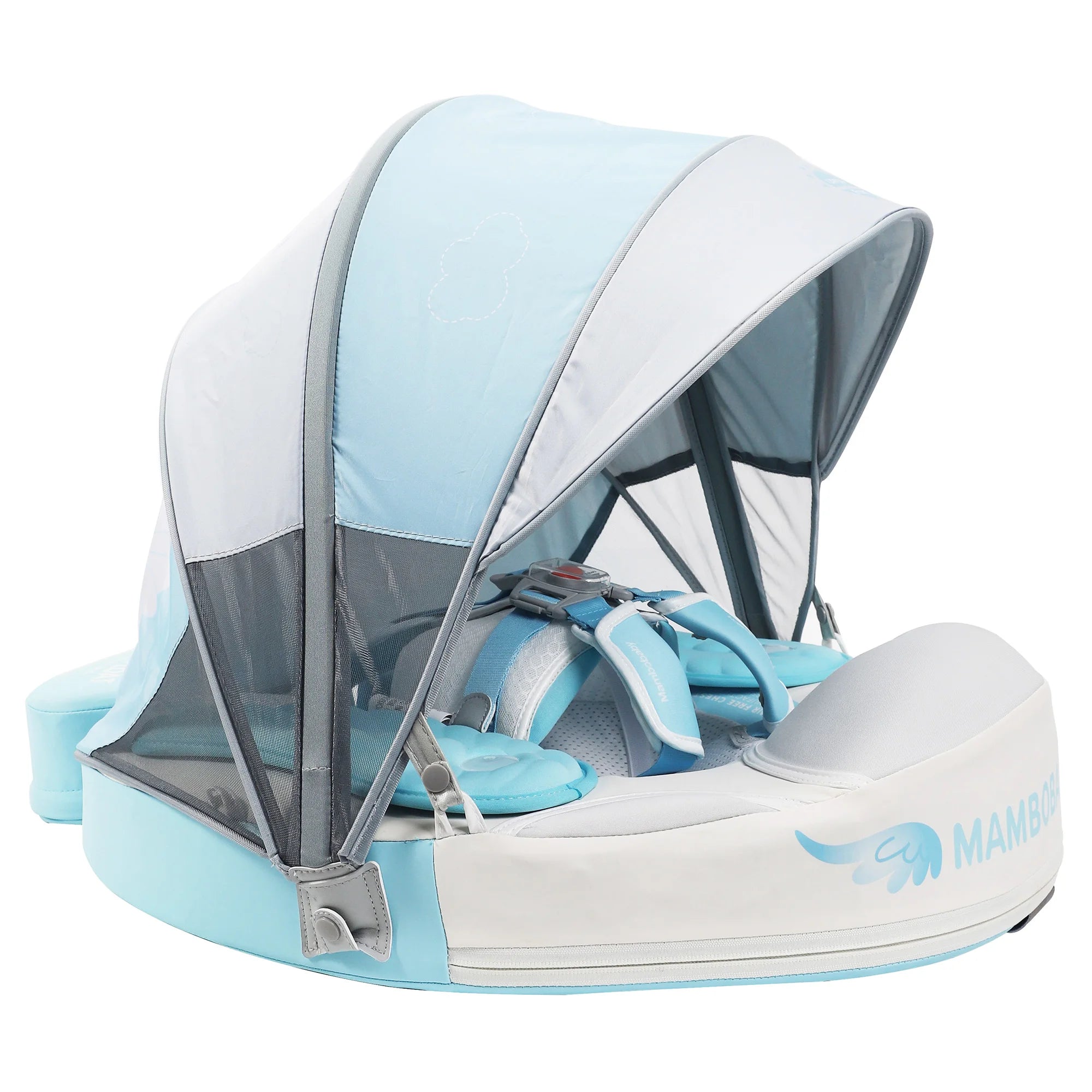Mambobaby Float with UPF50+ Sun Canopy and Tail Non-Inflatable Baby Swimming Float Swim Trainer Pool Toy for Baby 3-24 Monthso