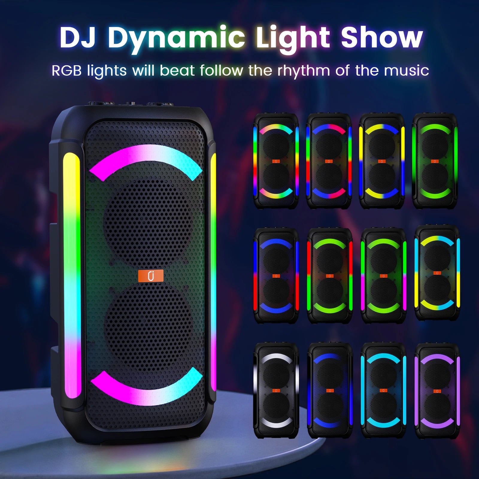 FanFun Wireless Bluetooth Speaker, Karaoke Machine with 2 Microphones, Home Karaoke Party Speaker with Led Light