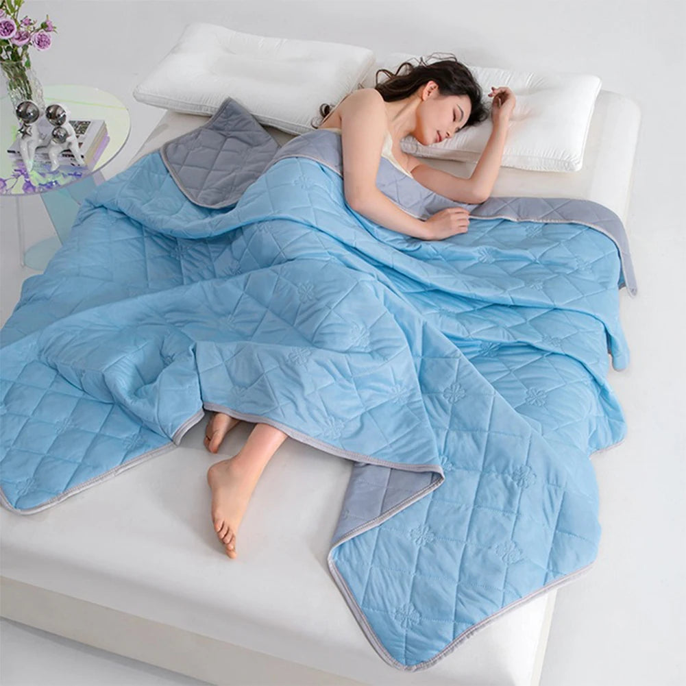 2025 New Cool Silk Ice Cream Summer Quilt Solid Color Printing Air Conditioner Quilt Machine Washable Water Washable Quilt