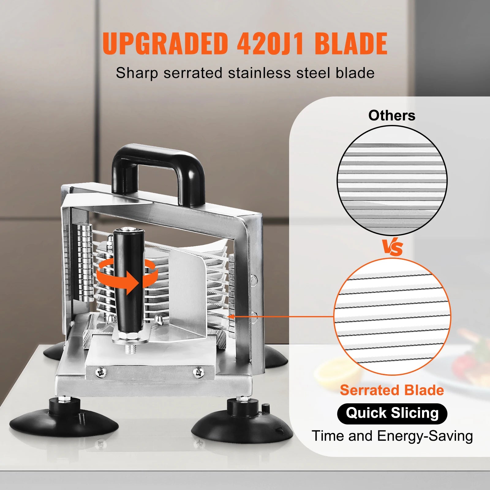 SucceBuy Tomato Slicer 3/16 inch Tomato Cutter Slicer Stainless Steel Heavy Duty Tomato Slicer Machine, Manual Tomato  Slicer
