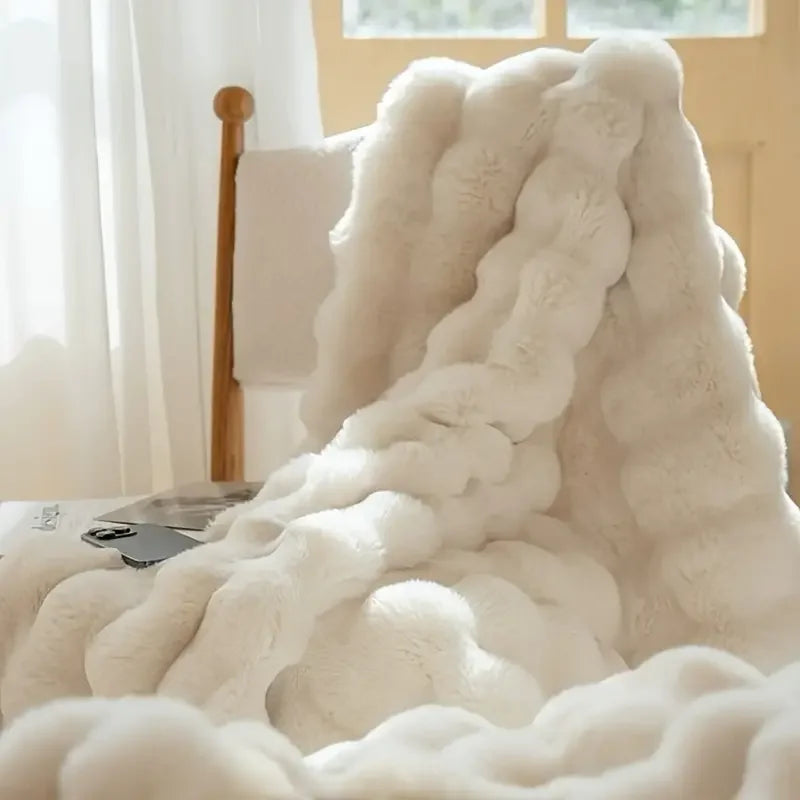[Cozy|Faux Rabbit] Soft, Warm, 1pc Cozy Faux Rabbit Fleece Blanket | Throw for Bedroom, Guest Room, Living Room 2KG