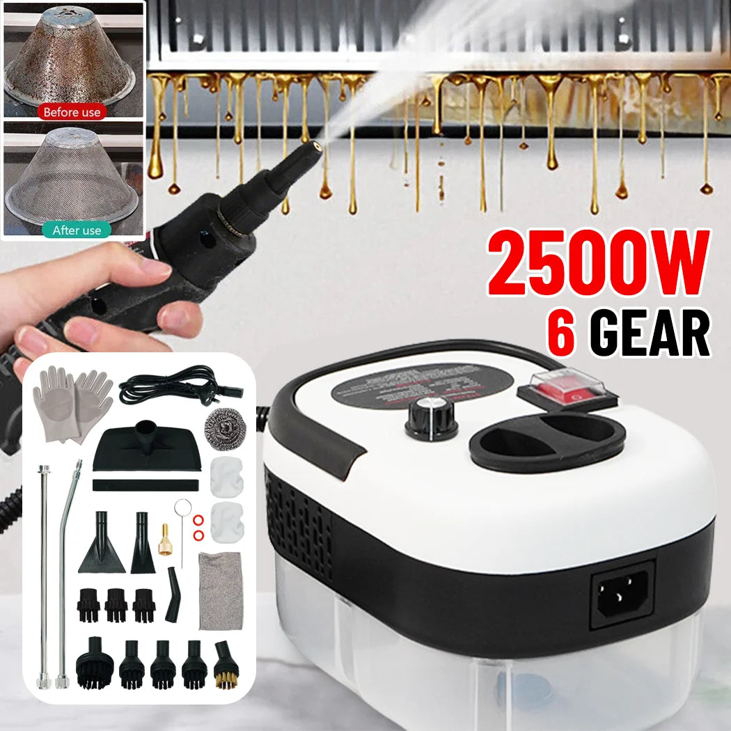PORIYA 15/28pcs 2500W Steam Cleaner Car Kitchen Portable Handheld High Pressure Steamer