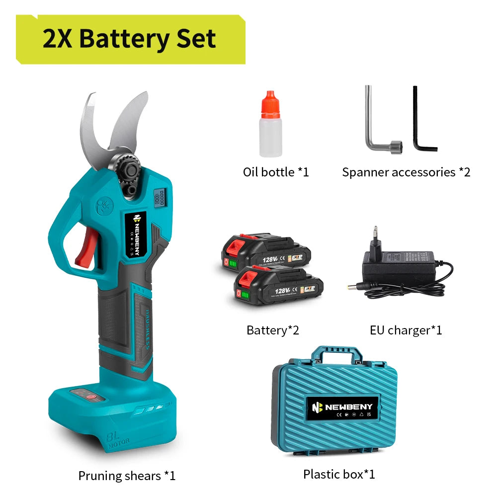 NEWBENY 30mm Brushless Electric Pruner Shear 4 Gears Cordless Garden Bonsai Electric Scissors Power Tools For Makita Battery Pin