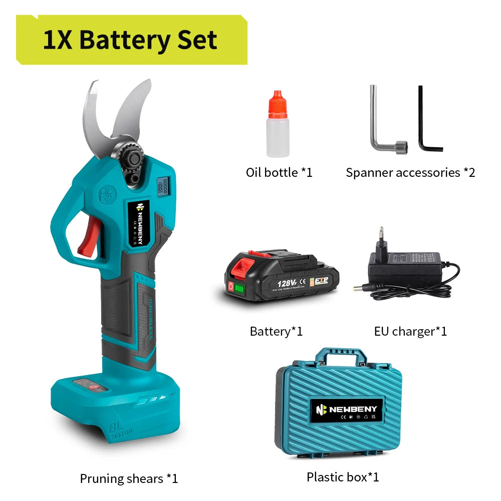 NEWBENY 30mm Brushless Electric Pruner Shear 4 Gears Cordless Garden Bonsai Electric Scissors Power Tools For Makita Battery Pin