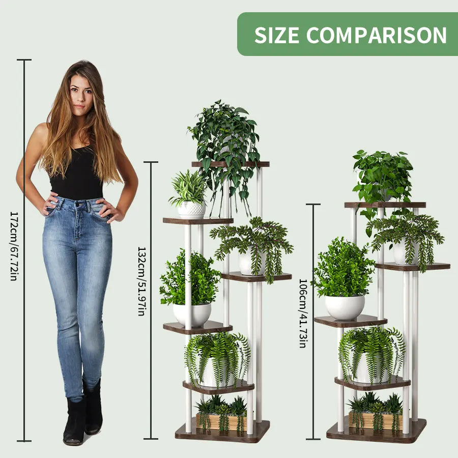 Plant Stand - All-Season Outdoor Flower Shelf With Multi-Tier Space-Saving Design For Balcony, Garden & Patio Living Room