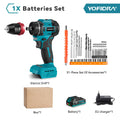 YOFIDRA 2 in1 Brushless Electric Screwdriver Hammer Cordless Drill Impact Multifunctional Power Tool For Makita 21V Battery Pin