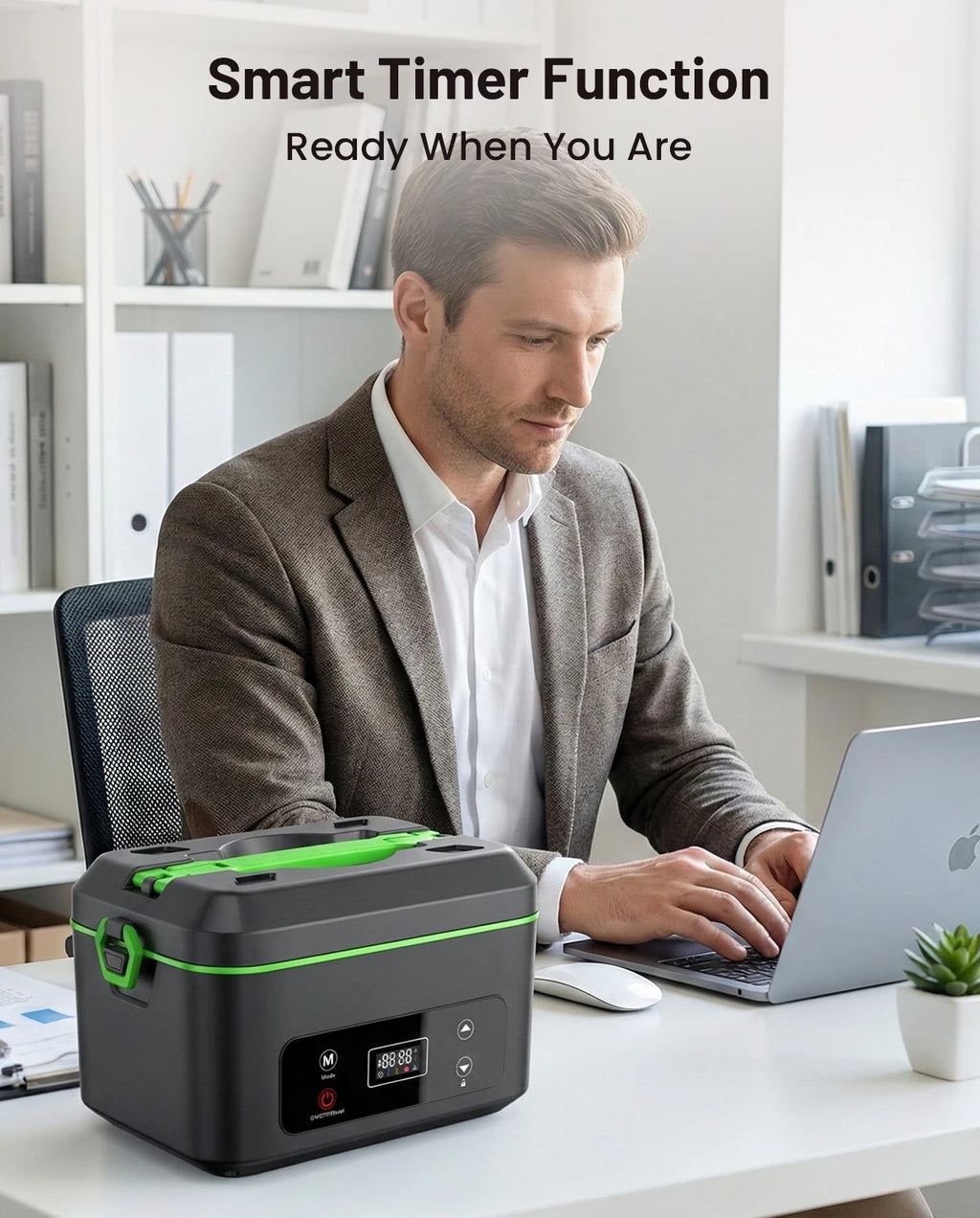 Wireless Electric Insulated Lunch Box,Built-in 12000mAh Battery,100W 1.2L Heating Lunch Box For Work/Travel/Car/Office