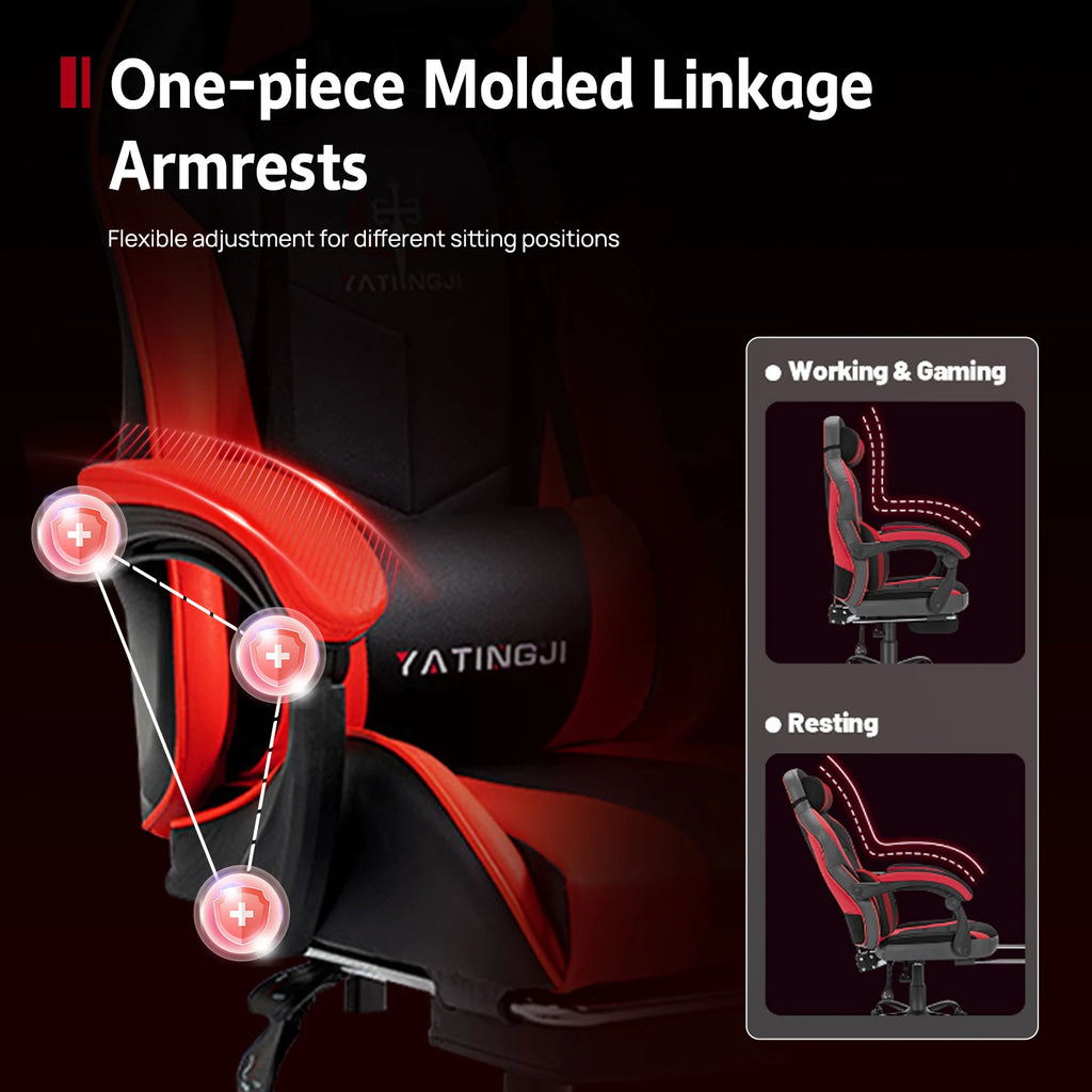PORIYA Gaming Office Chair Racing Executive Footrest Computer Seat PU Leather