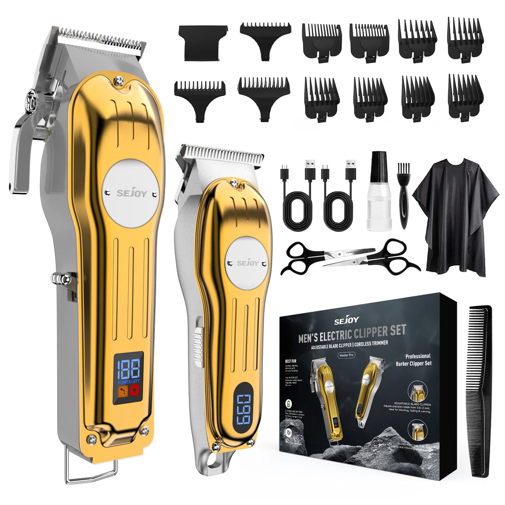 Sejoy Professional Hair Clippers for Men Combo Kits Rechargeable T-Blade Trimmer Kit Cordless Haircut Machine Cordless