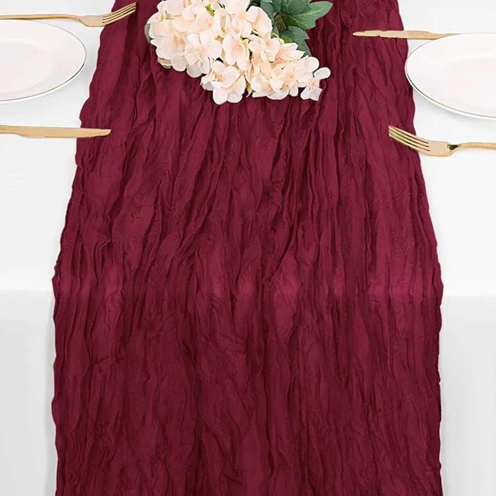 Burgundy Table Runner Cheesecloth Gauze Rustic Boho Cheese Cloth Table Runner Wedding Bridal Shower Birthday Party Decorations