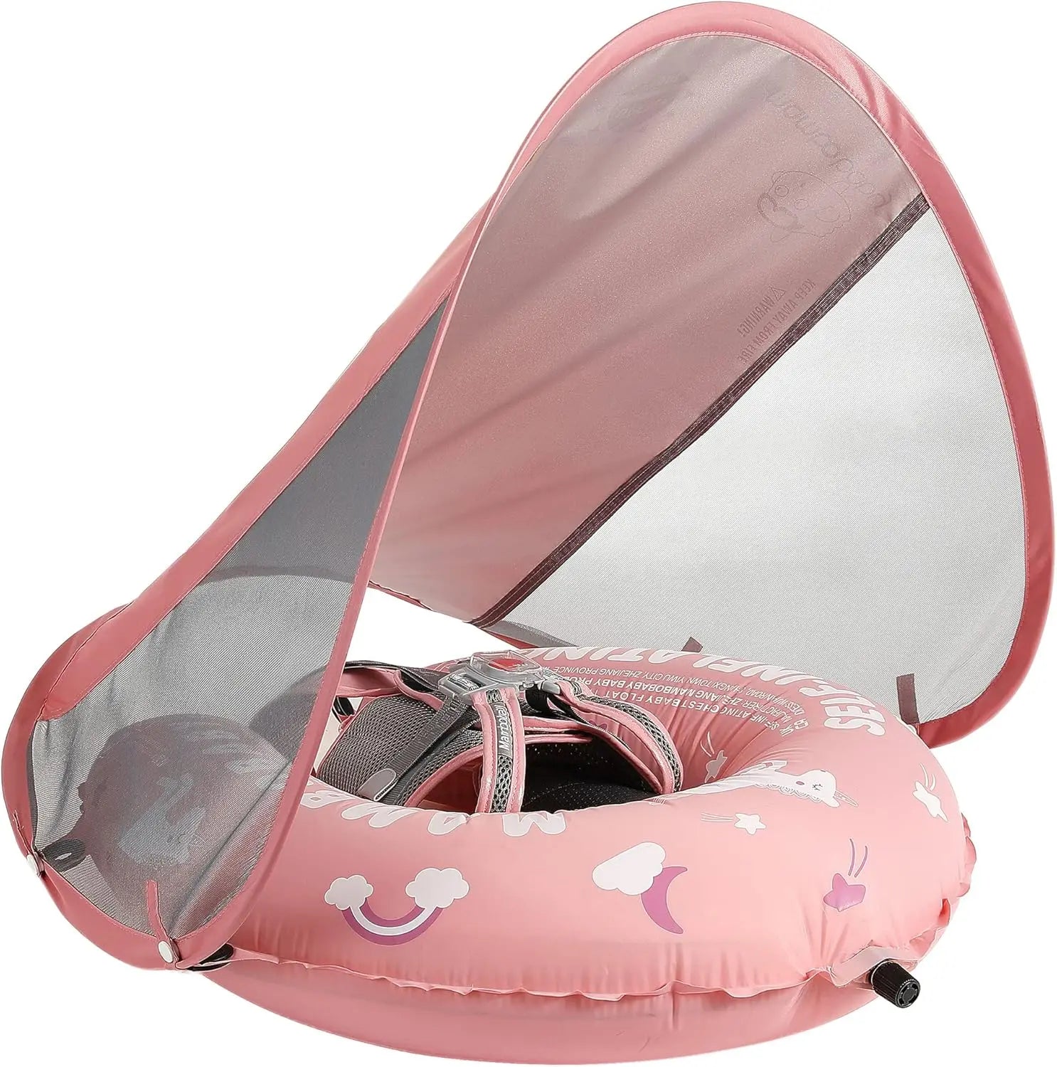 Mambobaby Float with UPF50+ Sun Canopy and Tail Non-Inflatable Baby Swimming Float Swim Trainer Pool Toy for Baby 3-24 Monthso