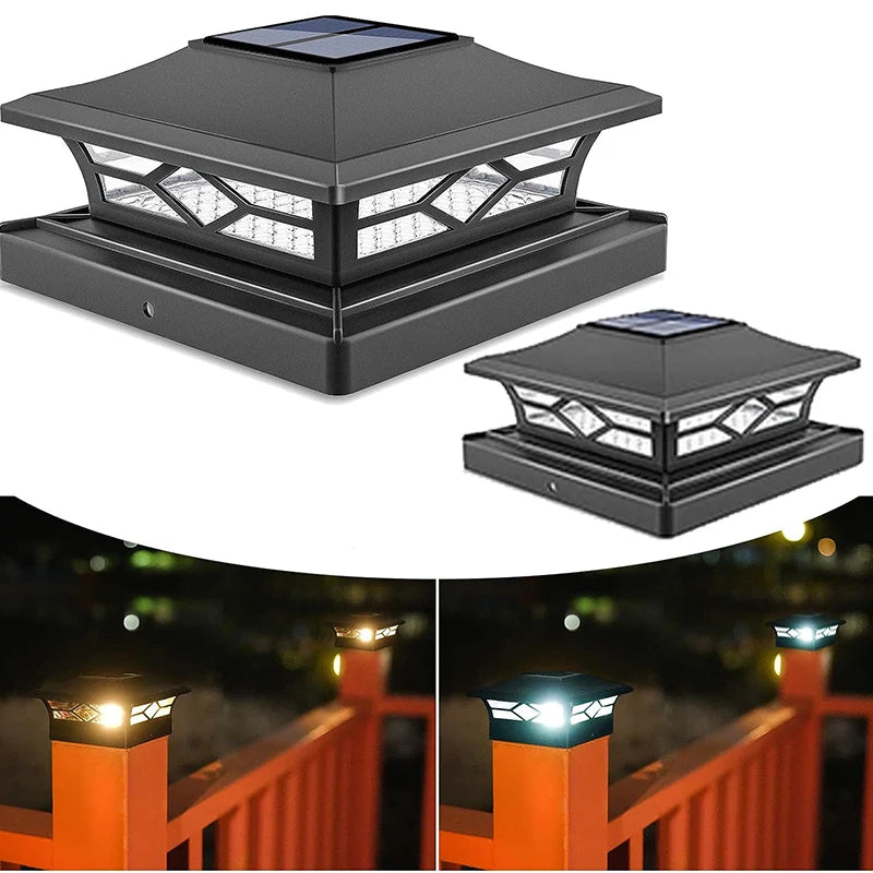 Solar Post Lamp 3000K/6000K Outdoor Garden Fence Pillar Head Light For Villa Gate Landscape Decoration IP65 Column Lamp