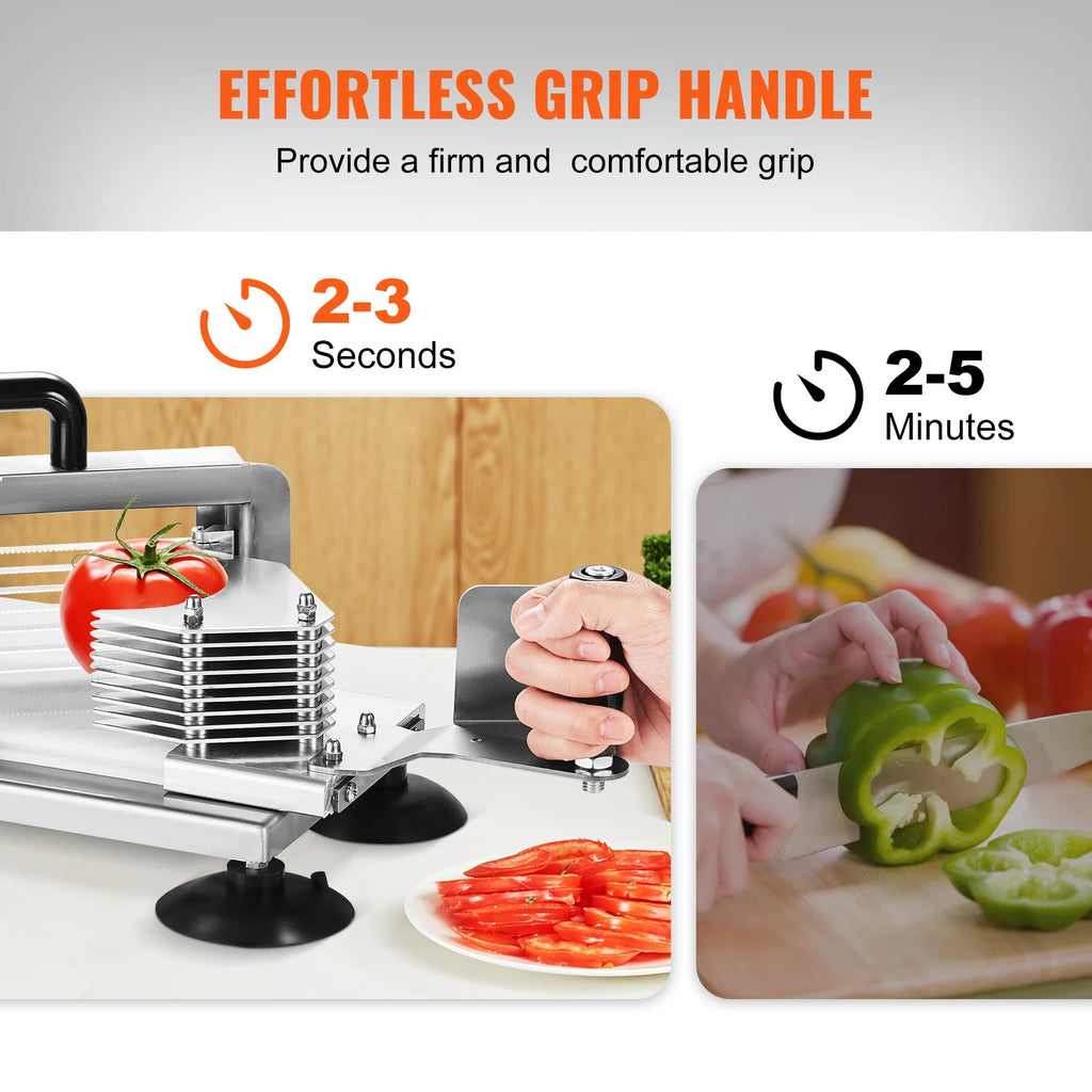 SucceBuy Tomato Slicer 3/16 inch Tomato Cutter Slicer Stainless Steel Heavy Duty Tomato Slicer Machine, Manual Tomato  Slicer