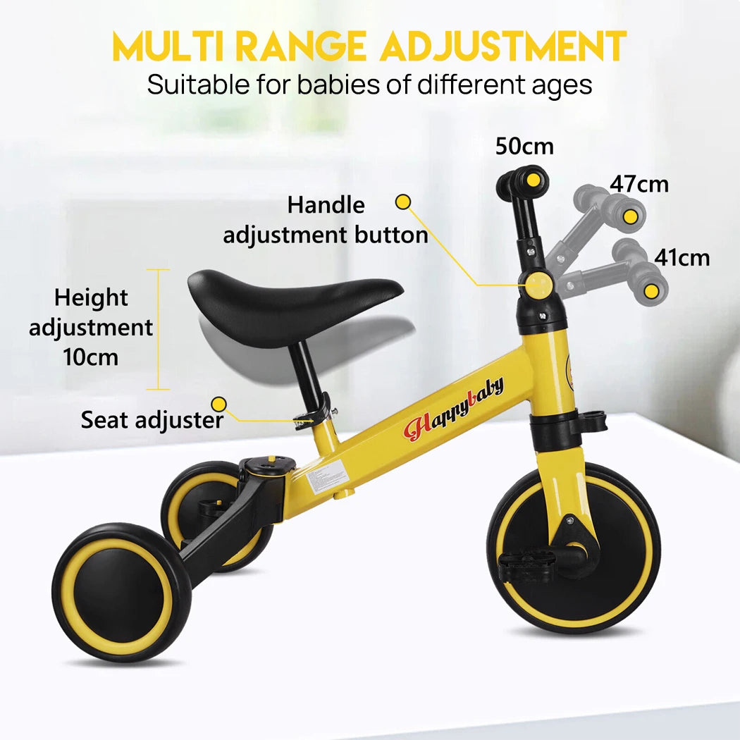 3 in1 Toddler Kid Ride on Toy Balance Bike Scooter Tricycle 1.5-4 Years Push Car