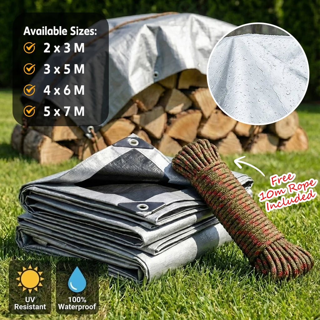 PORIYA Heavy Duty Poly Tarp Waterproof Tarpaulin Outdoor Camping Cover 180gsm Poly Tarp