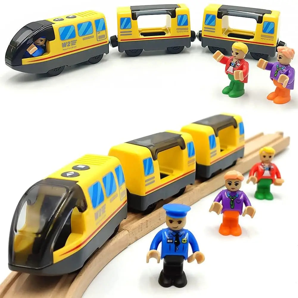 Battery Operated Locomotive Train Set for Wooden Train Tracks Magnetic Connection, Powerful Engine Bullet Train Set
