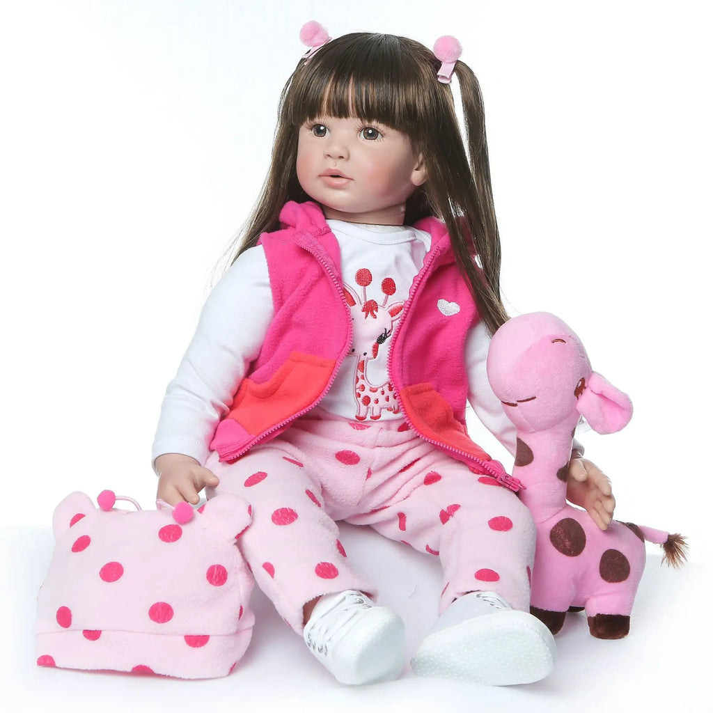 Reborn Toddler Dolls 22 inch 55cm Soft Silicone Vinyl Realistic Reborn Dolls Girls with Long Hair