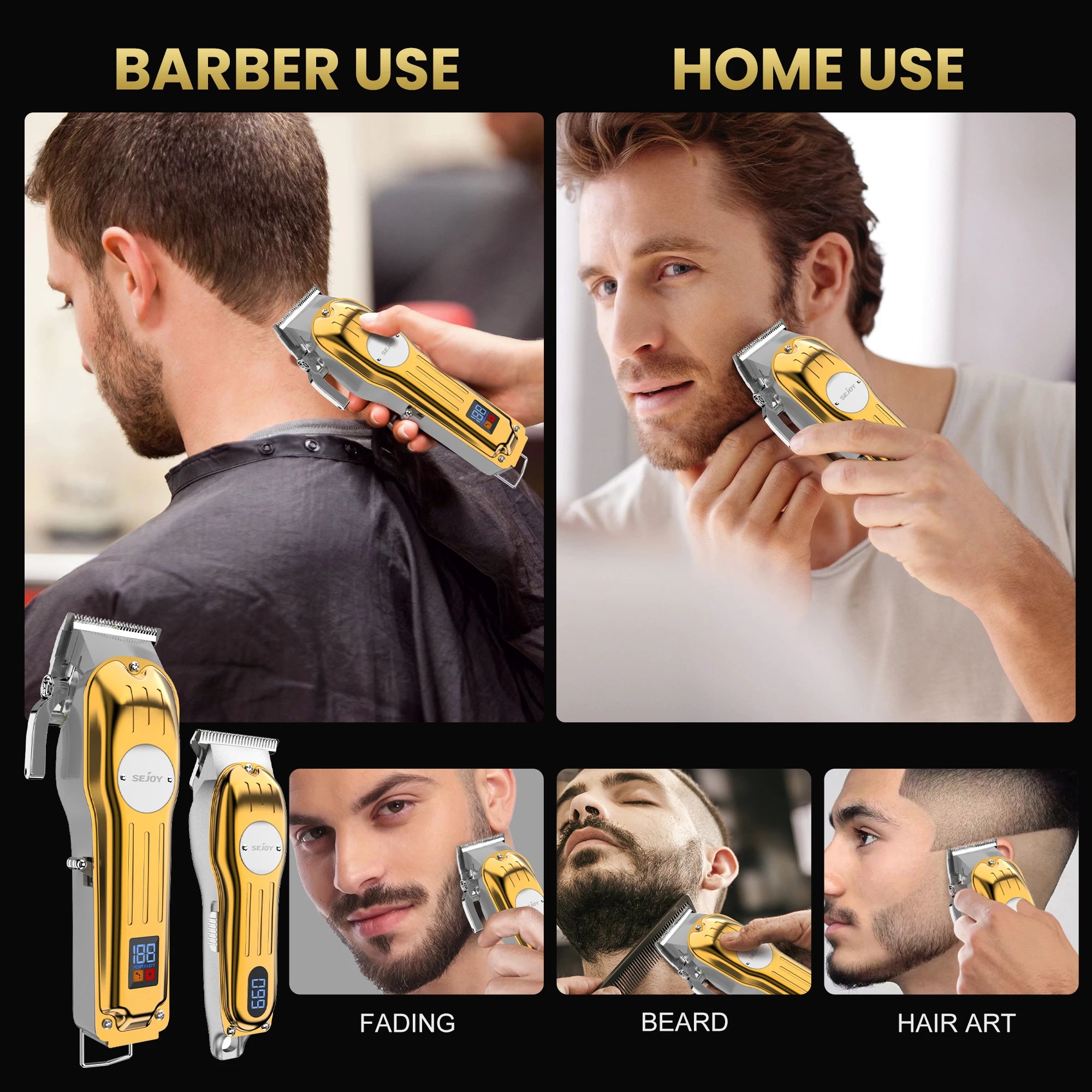 Sejoy Professional Hair Clippers for Men Combo Kits Rechargeable T-Blade Trimmer Kit Cordless Haircut Machine Cordless
