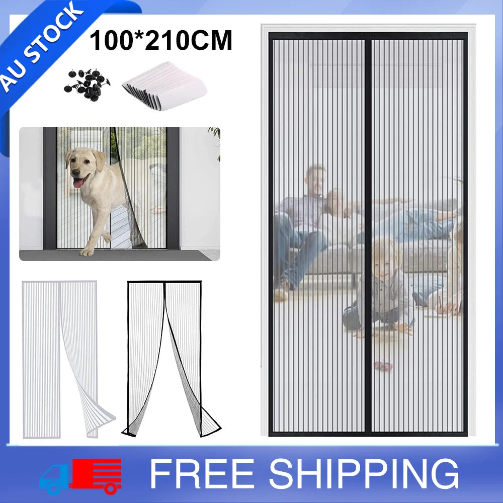 Magnetic stripe mosquito net  mesh door black/white net summer insect proof curtains