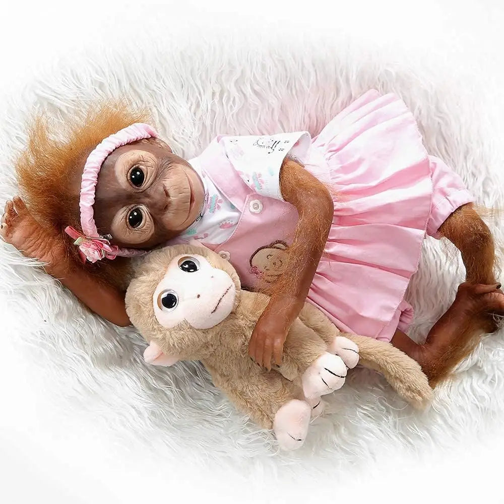 Reborn Monkey Dolls Realistic Reborn Dolls Girls 21inch 52cm Soft Silicone Vinyl Newborn Baby