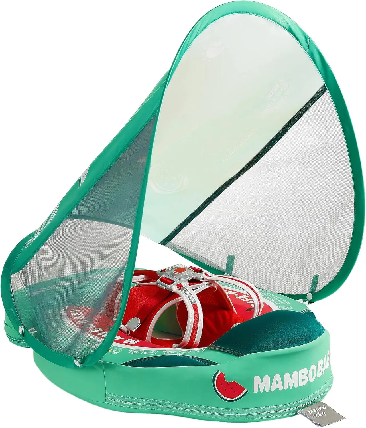 Mambobaby Float with UPF50+ Sun Canopy and Tail Non-Inflatable Baby Swimming Float Swim Trainer Pool Toy for Baby 3-24 Monthso