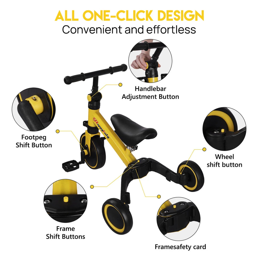 3 in1 Toddler Kid Ride on Toy Balance Bike Scooter Tricycle 1.5-4 Years Push Car