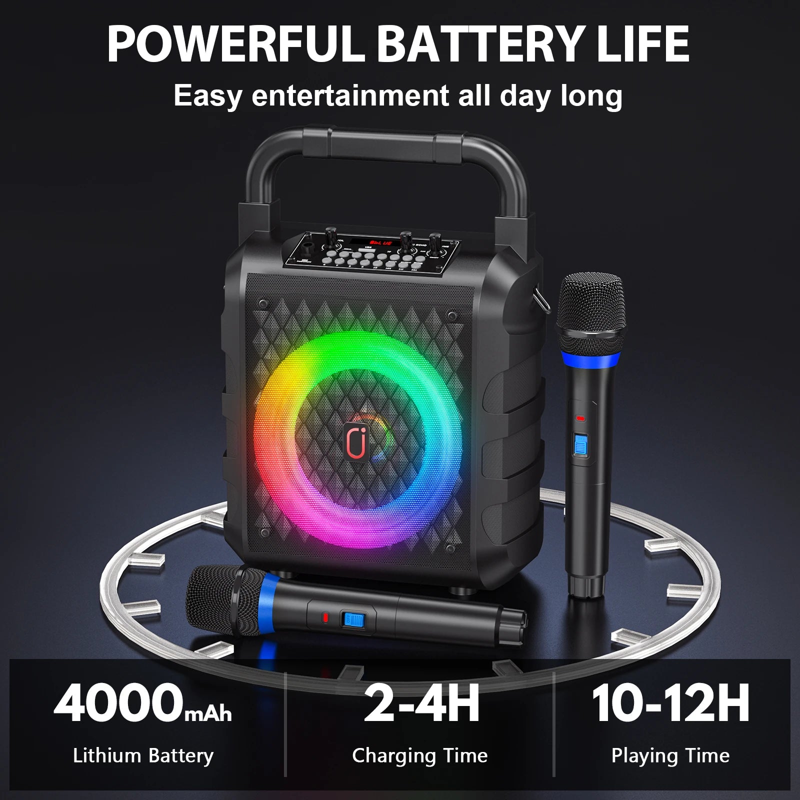 T18 Wireless Speaker, Portable Bluetooth Speaker with Microphone and LED Light, Karaoke Speaker Machine, Home Karaoke System