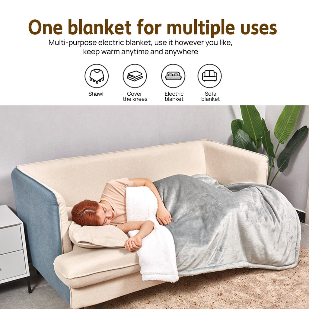 PORIYA Electric Heated Throw Heated Blanket Warm Washable Flannel Heating Blanket