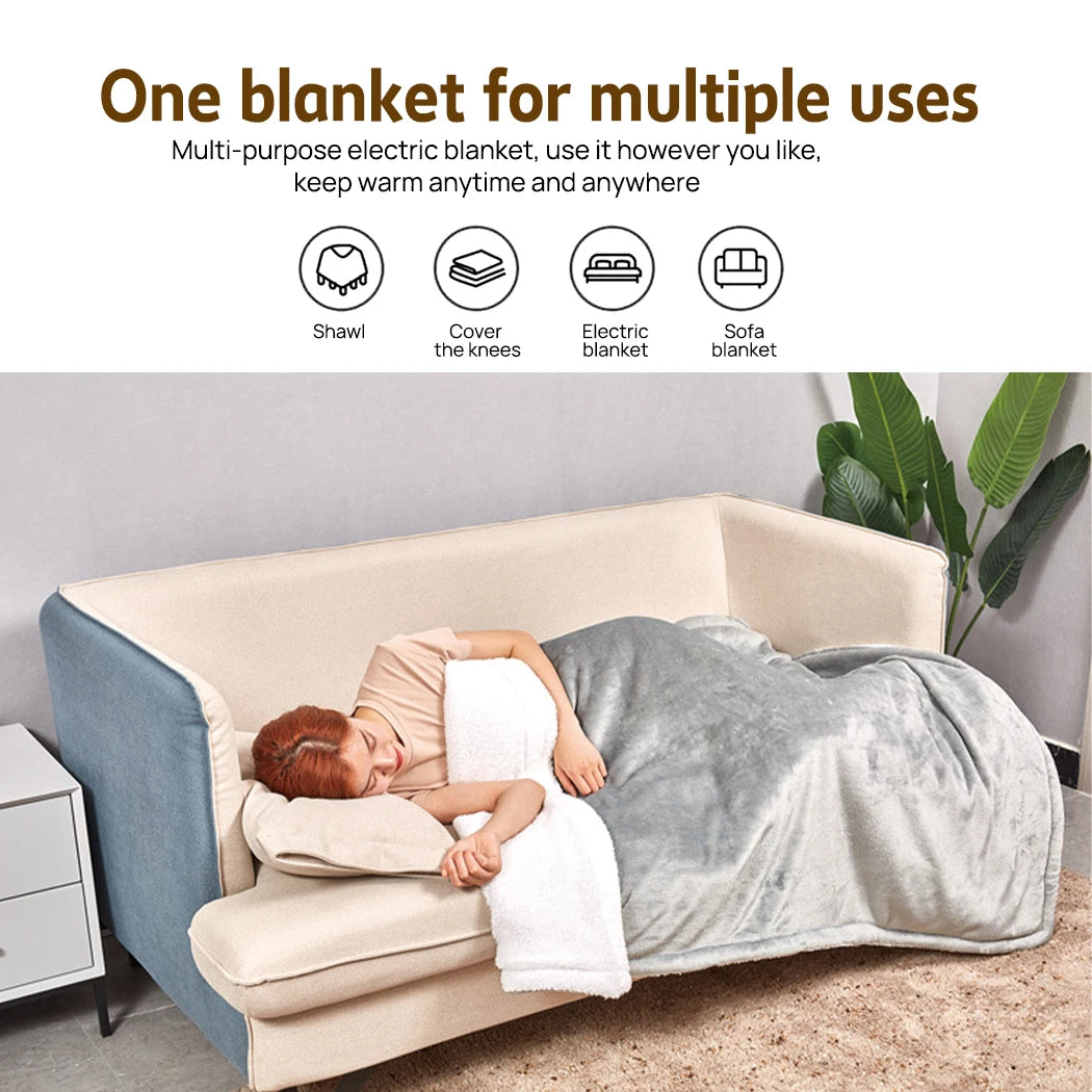PORIYA Electric Heated Throw Heated Blanket Warm Washable Flannel Heating Blanket