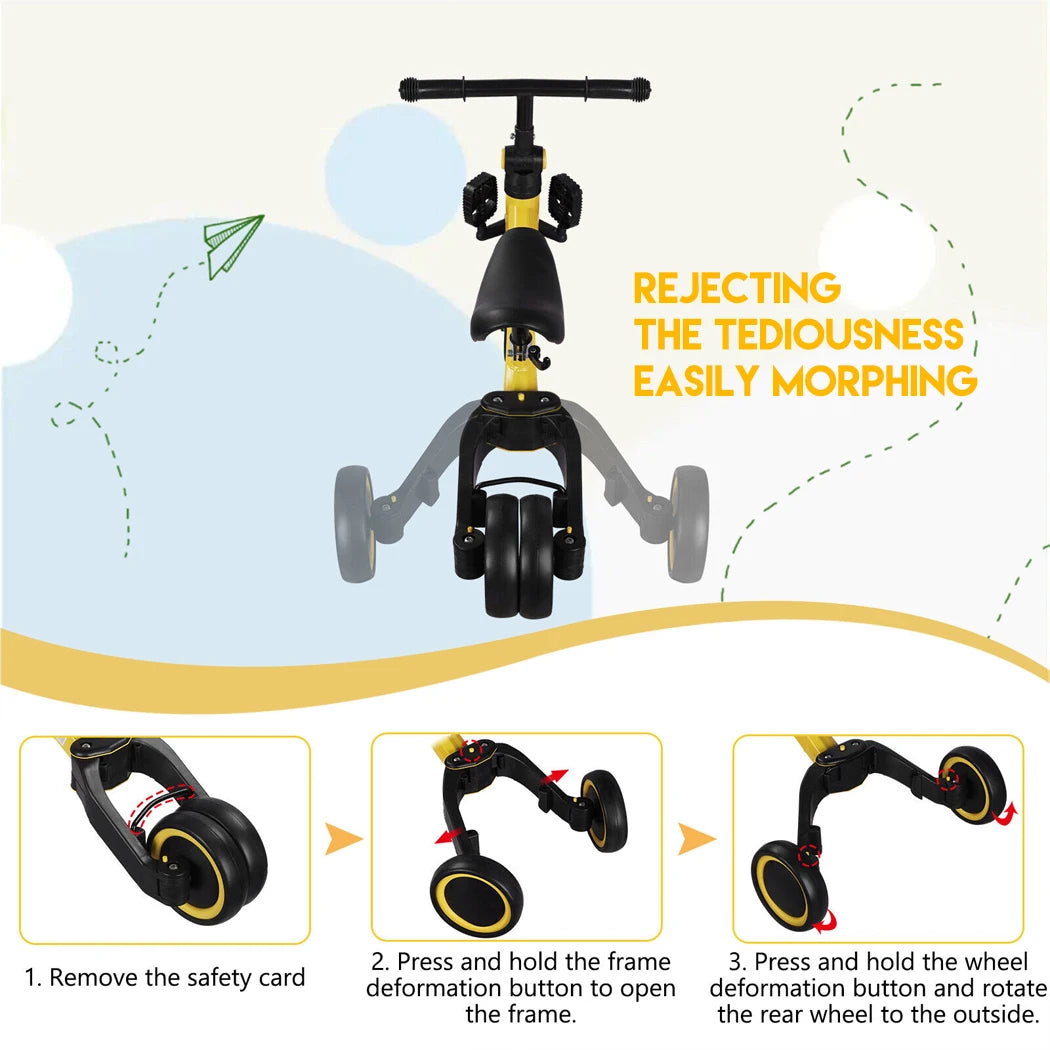 3 in1 Toddler Kid Ride on Toy Balance Bike Scooter Tricycle 1.5-4 Years Push Car
