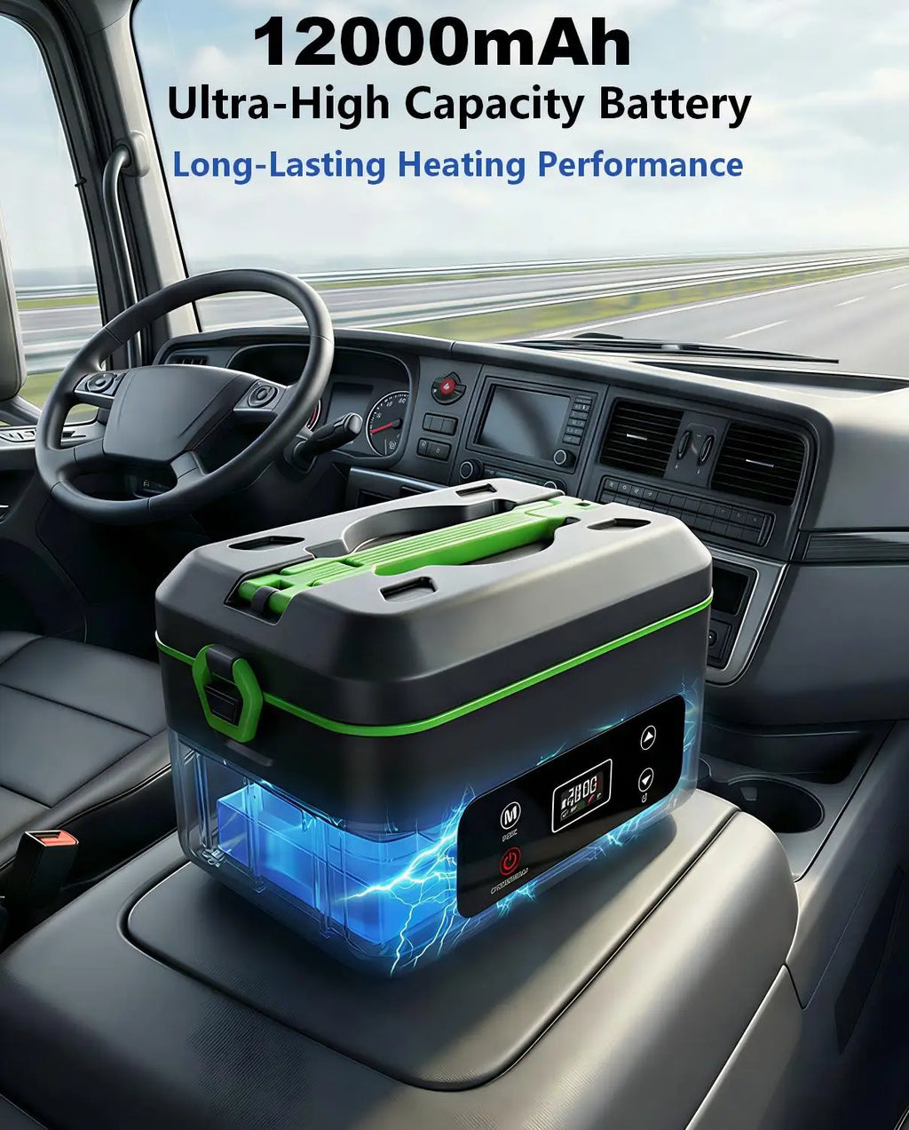 Wireless Electric Insulated Lunch Box,Built-in 12000mAh Battery,100W 1.2L Heating Lunch Box For Work/Travel/Car/Office