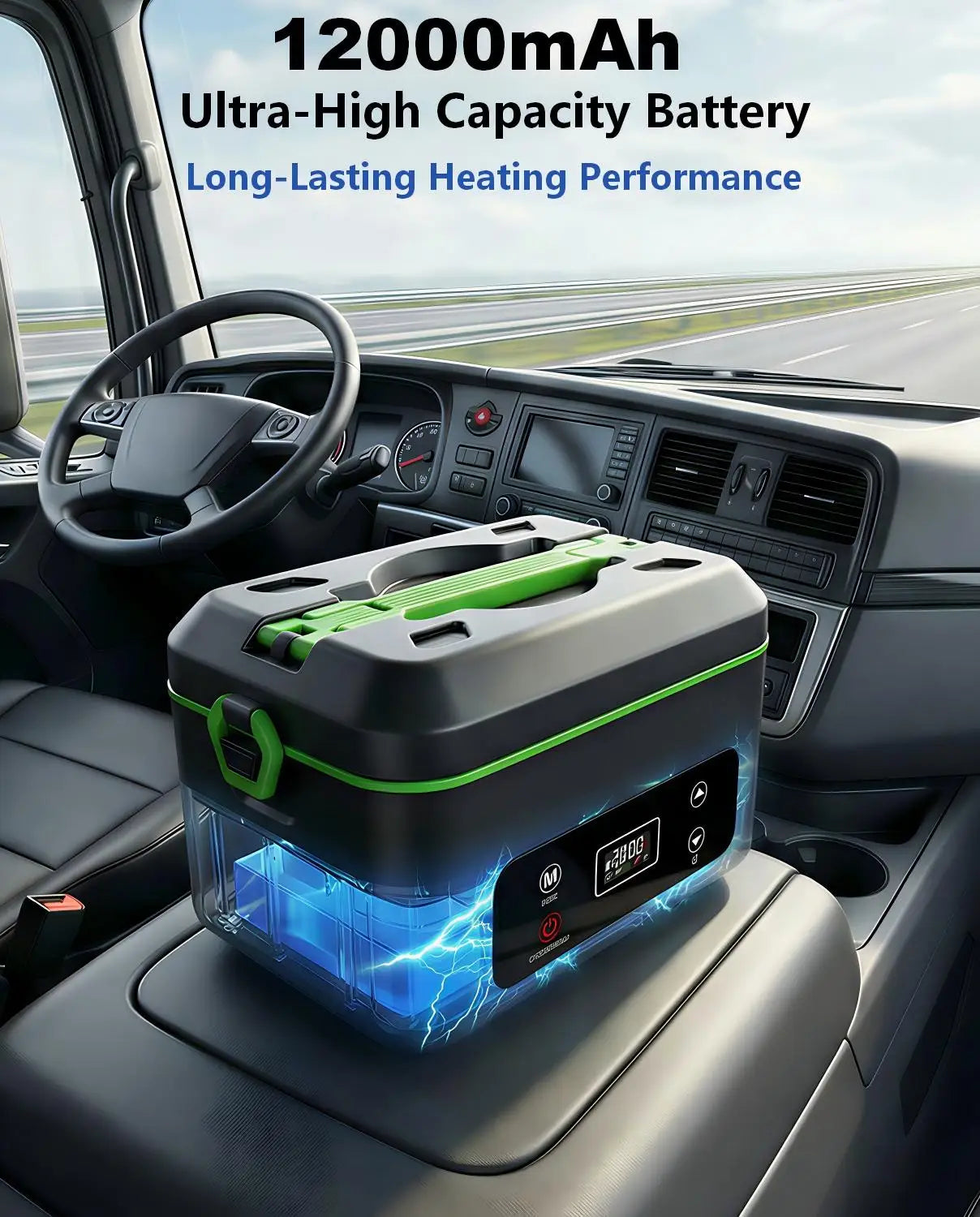 Wireless Electric Insulated Lunch Box,Built-in 12000mAh Battery,100W 1.2L Heating Lunch Box For Work/Travel/Car/Office