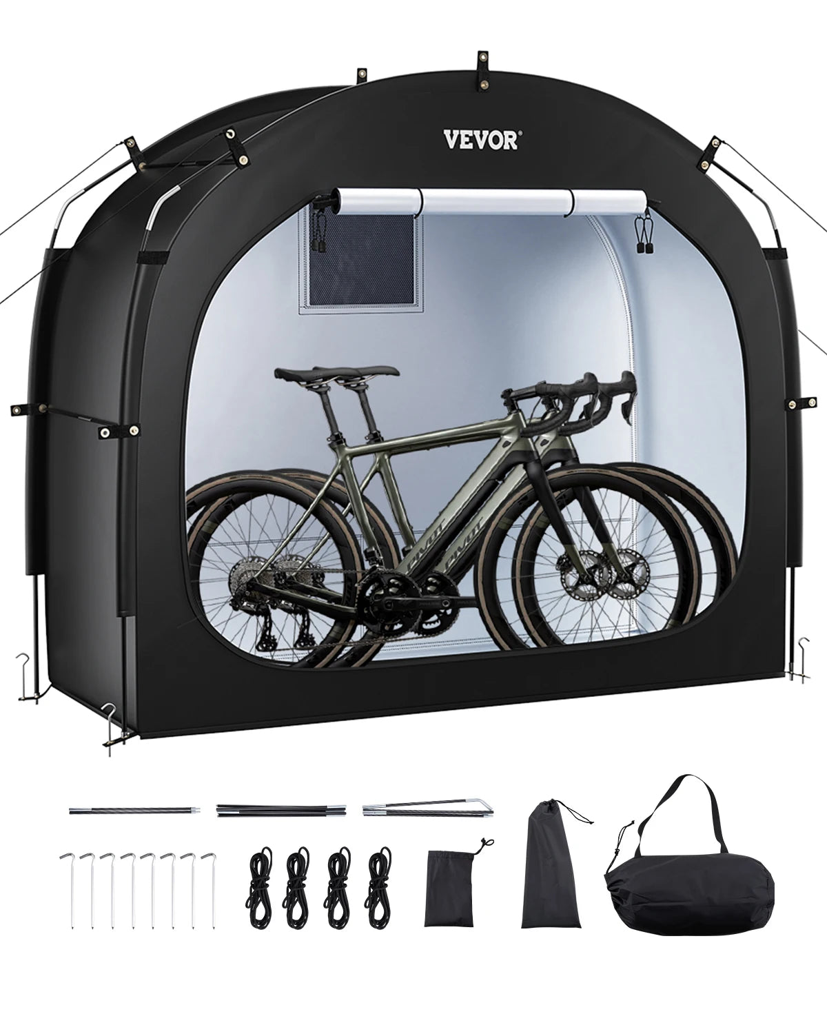 SucceBuy Bike Storage Tent Outdoor Waterproof Spacious Bike Storage Tent with Ventilated Window High Strength Fiberglass