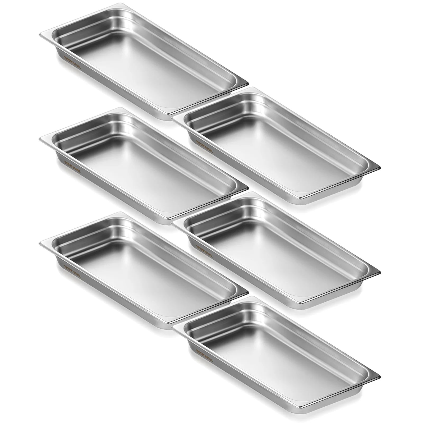 SucceBuy 6Pack Buffet Chafing Dishes 2.5"-6"Deep Steam Table Pan Full Size 0.8mm Thick Stainless Steel Catering Storage Food Pan