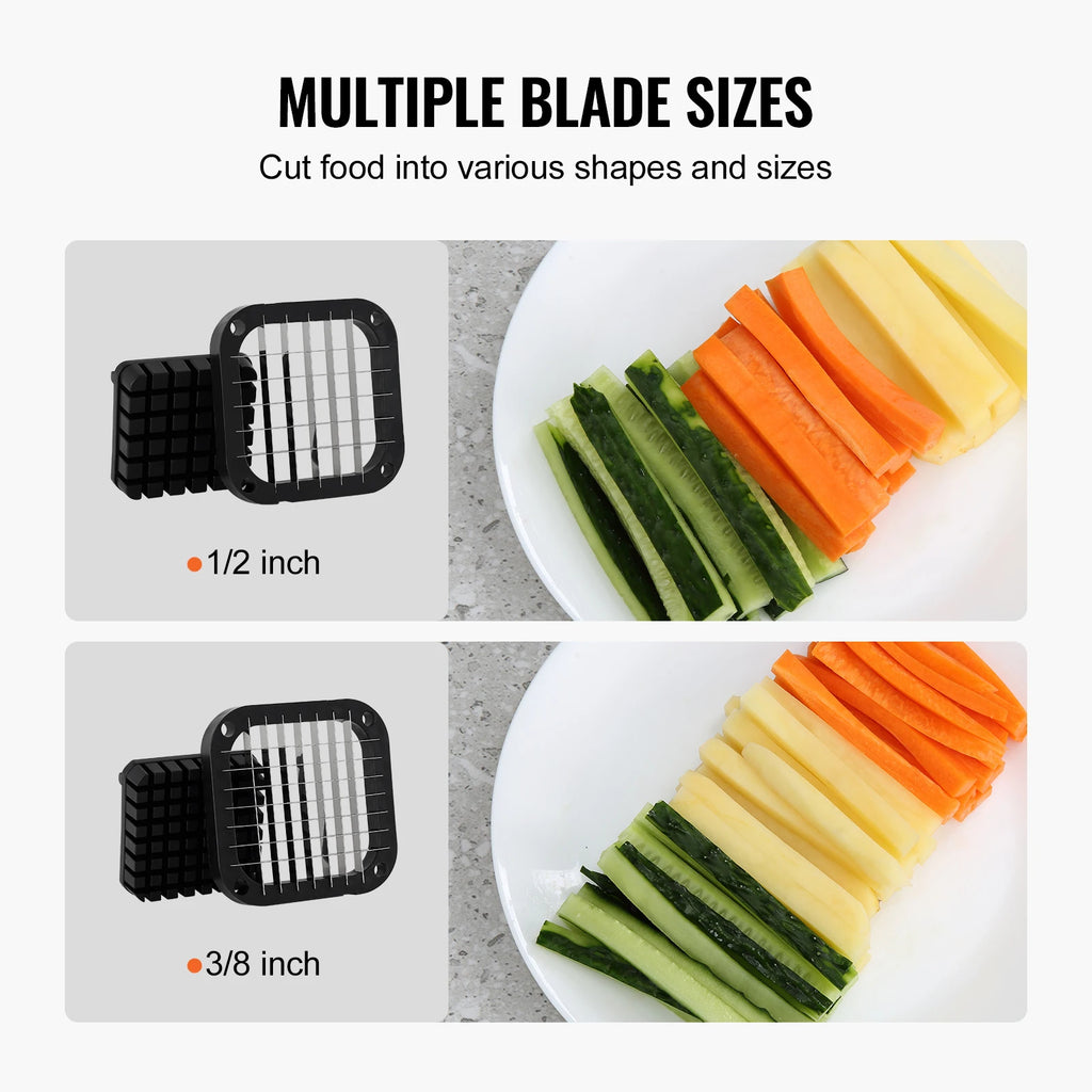 SucceBuy French Fry Cutter Potato Slicer 1/2 3/8 1/4In Stainless Steel Blades for Potato French Fries Cucumber Vegetables Carrot