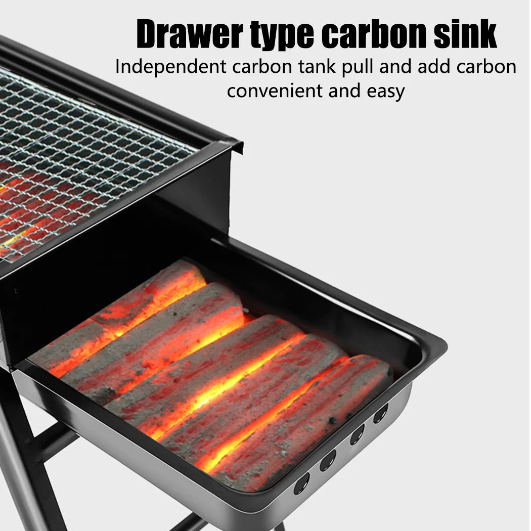 Charcoal BBQ Grill Portable Smoker Barbecue Outdoor Foldable Camping Set AU